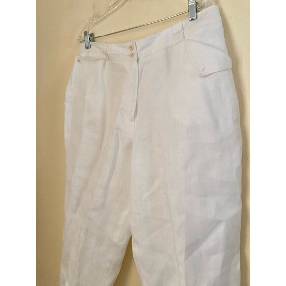 Talbots Irish Linen Petite Pants Cropped Size 16P White Fully Lined NWOT - Picture 3 of 7